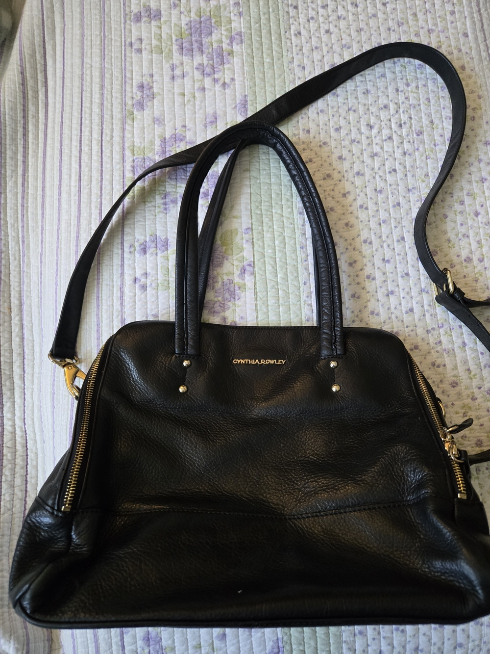 Cynthia Rowley Black Leather Tote Bag